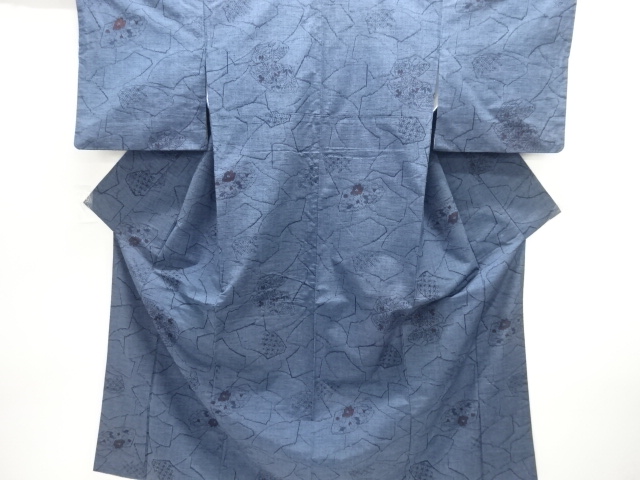 JAPANESE KIMONO / ANTIQUE KIMONO / SILK / TSUMUGI / WOVEN FLOWER